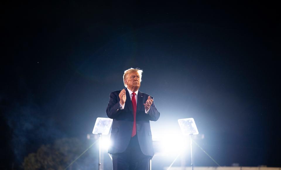 Former President Donald Trump during a presidential primary campaign rally at Ted Hendricks Stadium in Hialeah on Nov. 8.