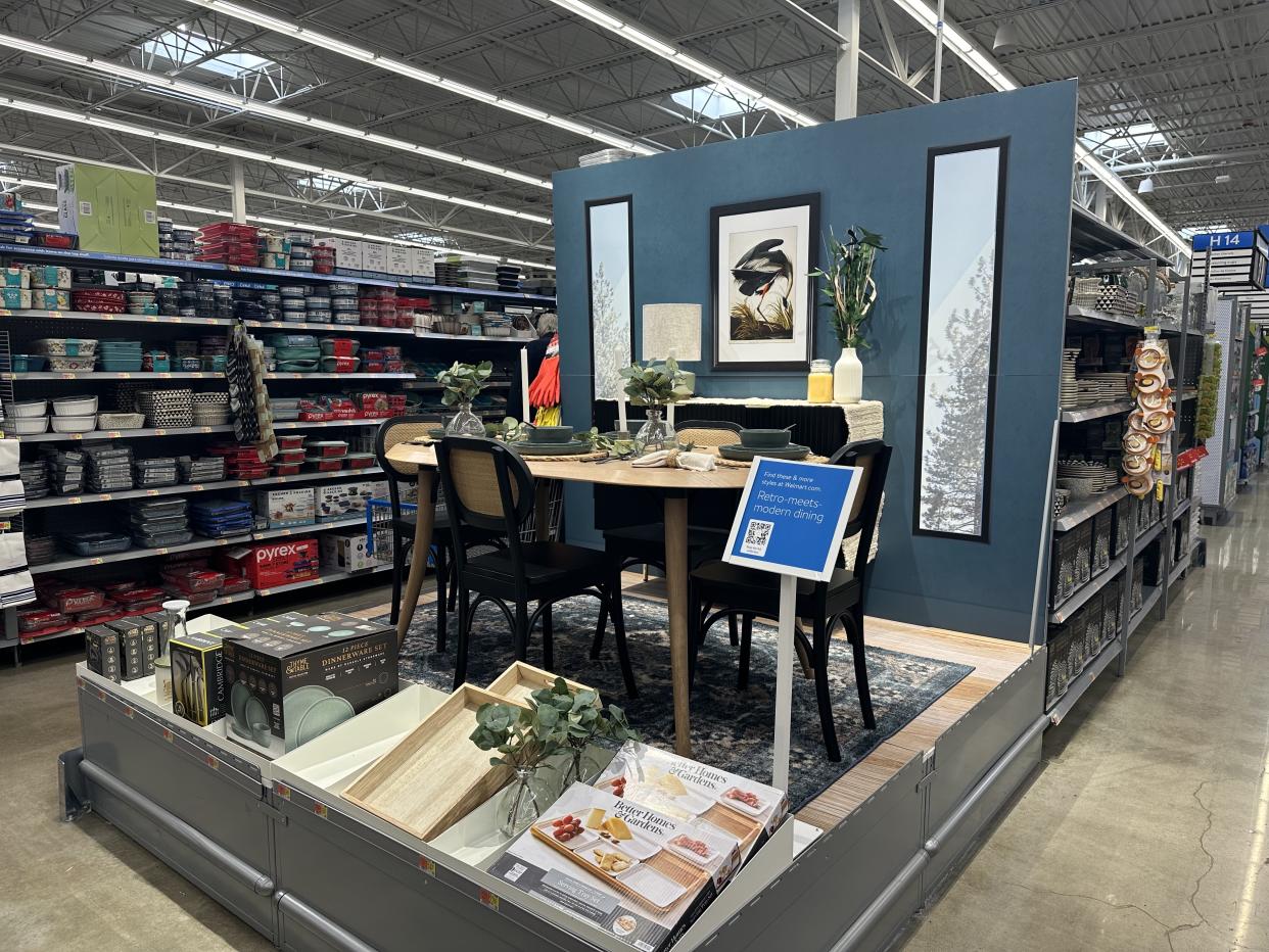 Walmart Supercenter in Secaucus, NJ features store redesign elements like product displayed as a dining room setting and new light fixtures (Photo taken by Yahoo Finance/Brooke DiPalma).