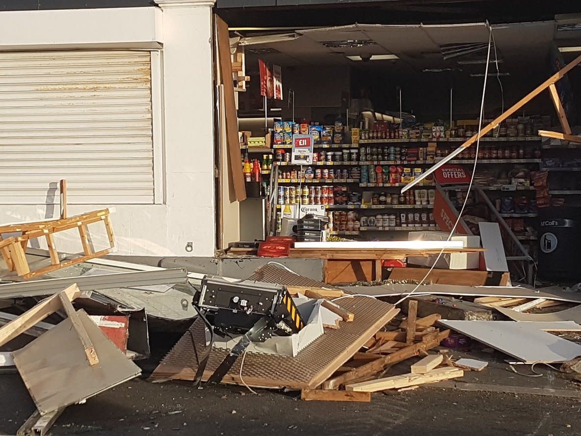 A view of the McColl's shop on Cleveland Terrace, Newbiggin-by-the-Sea, Northumberland, following a ram raid on 8 December, 2018. in which a cash machine was taken: Gary Holmes/PA Wire