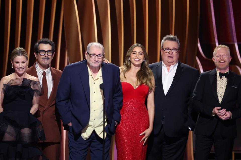 During the award show, Burrell, Ferguson, Vergara, Julie Bowen, 53, Eric Stonestreet, 52, and Ed O’Neill, 77, surprised viewers when they all stepped out to present the Best Ensemble in a Comedy award. Matt Winkelmeyer/Getty Images