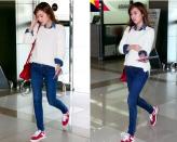 Jessica shows a stylish airport fashion