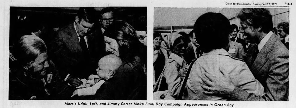 Jimmy Carter's final stop before the Wisconsin primary election is in Green Bay, on April 6, 1976.