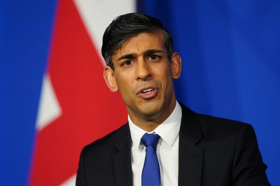 Rishi Sunak during Thursday’s ‘emergency’ press press conference in Downing Street (PA)