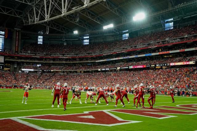 Kansas City Chiefs logo added to State Farm Stadium end zone