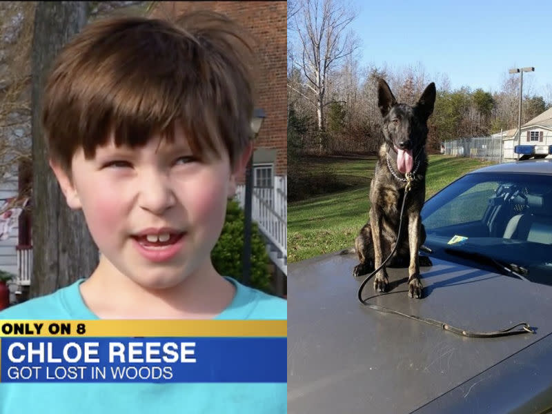 Police dog praised for finding two children lost in the woods. (Photo: WRIC/Facebook)