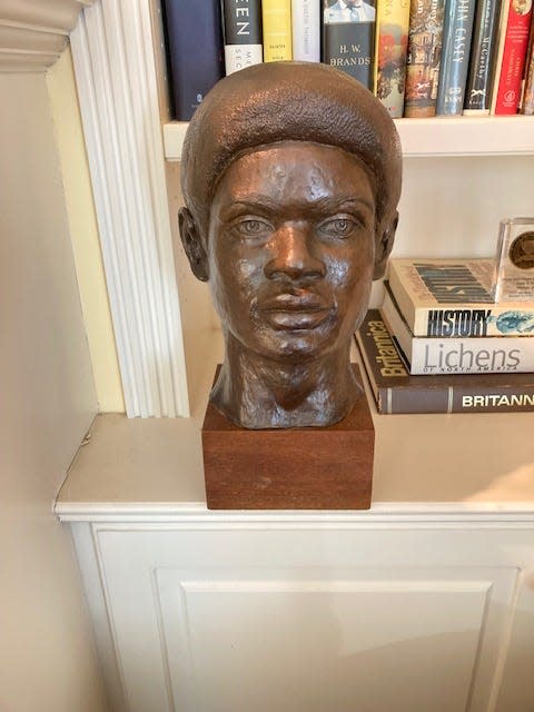 A bronze bust of a young man created in 1969 by Montclair physician and sculptor Maurice Leon.