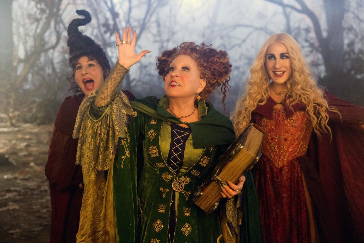 Hocus Pocus 2, from left, stars Kathy Najimy, Bette Midler and Sarah Jessica Parker. (Photo: Matt Kennedy / © Disney+ / Courtesy Everett Collection)