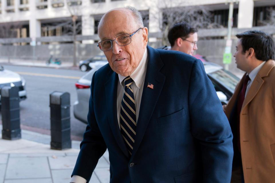 Former New York Mayor Rudy Giuliani arrives at the federal courthouse in Washington on Dec. 13, 2023. The trial will determine how much Rudy Giuliani will have to pay two Georgia election workers who he falsely accused of fraud while pushing President Donald Trump's baseless claims after he lost the 2020 election.
