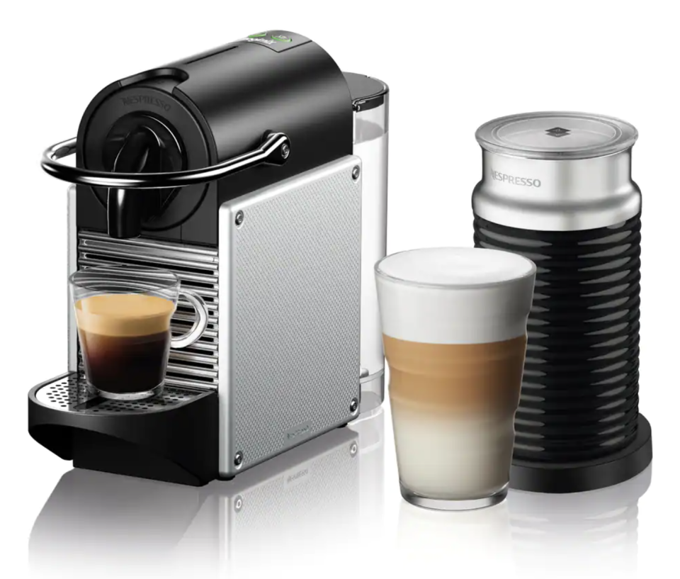 Nespresso Pixie Espresso Machine with Aeroccino Milk Frother (photo via Canadian Tire)