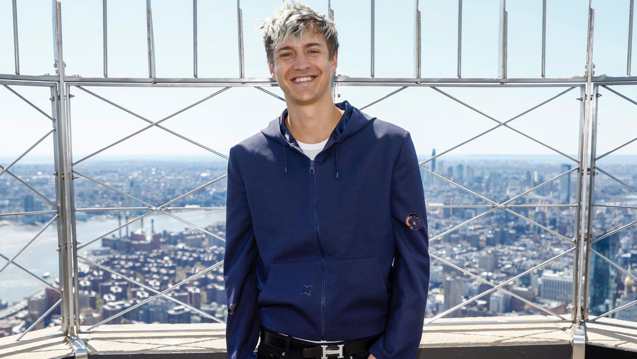  NEW YORK, NEW YORK - APRIL 20: Tyler “Ninja” Blevins visits the Empire State Building on April 20, 2022 in New York City. (Photo by John Lamparski/Getty Images for Empire State Realty Trust). 