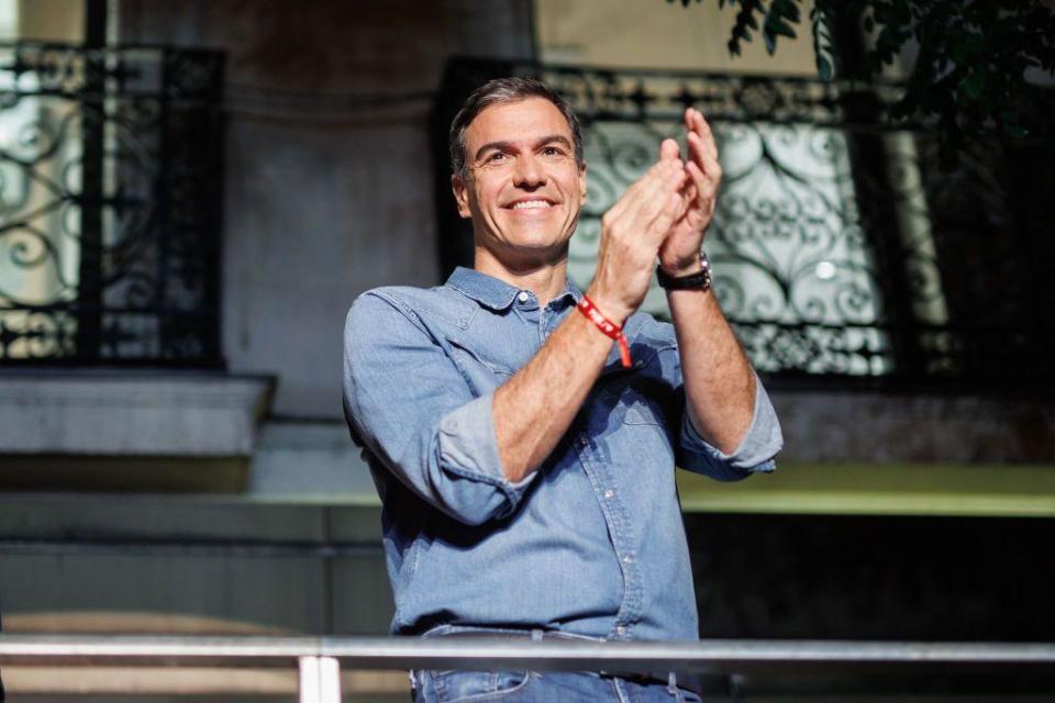 Pedro Sánchez, líder del PSOE, durante la noche electoral el 23 de julio. 