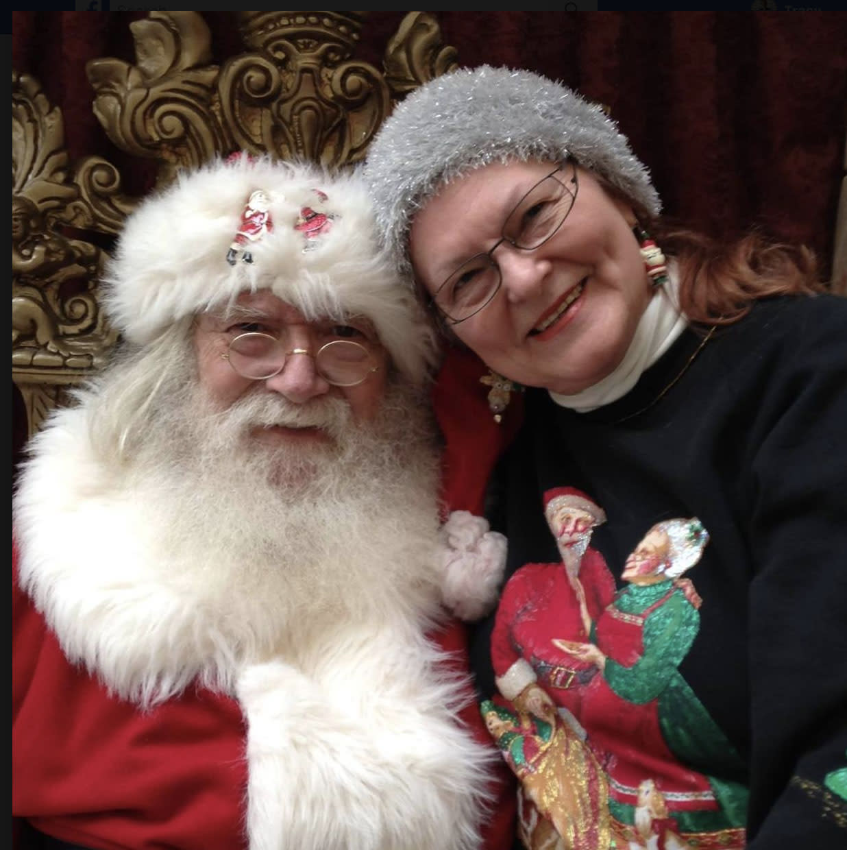 Santa Brian, as he was known in his community, is pictured here with his Mrs. Claus, Lillian Harrison. (Photo: Santa Brian Sanderson via Facebook)