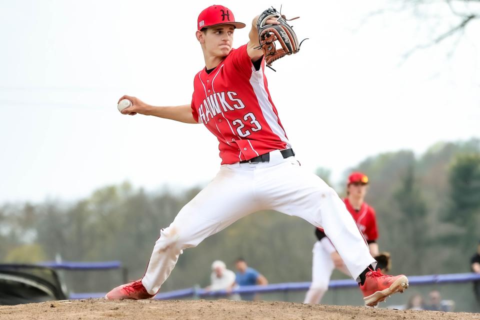 Hiland righthander Caden Coblentz fired four solid innings and struck out five in this classic against the Knights of Hoban.
