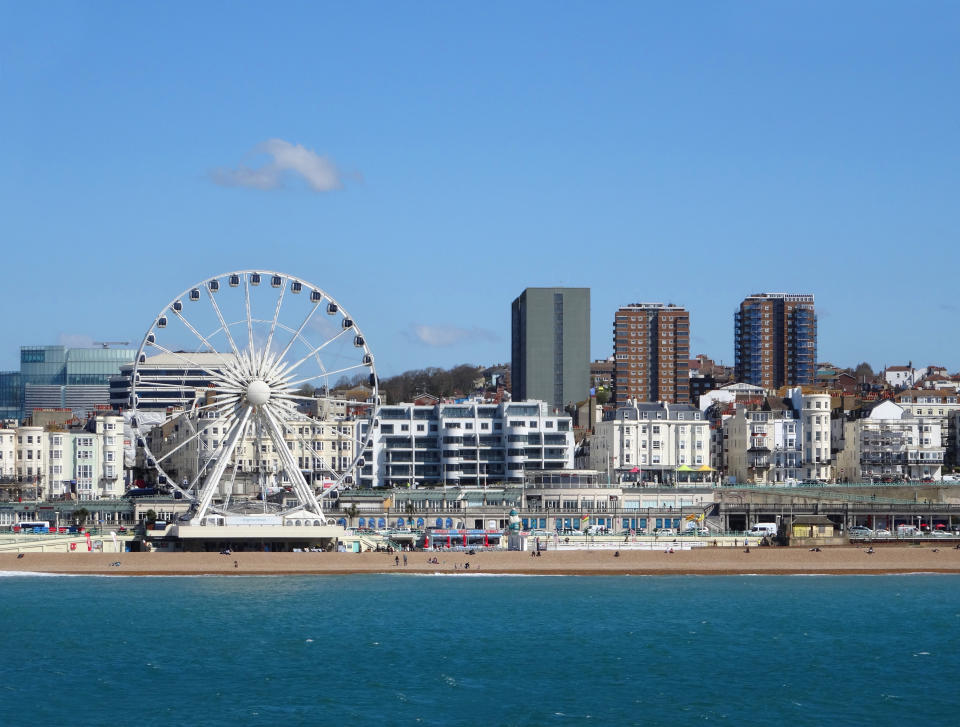 Photo showing the beachfront and sea in the centre of Brighton and Hove