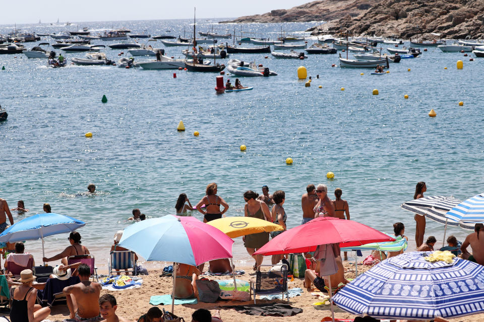 The beaches of the Costa Brava full of people in the middle of the Covid19 pandemic, in Tamariu (Girona), Catalonia, Spain on 17th August 2020. (Photo by Joan Valls/Urbanandsport/NurPhoto via Getty Images)