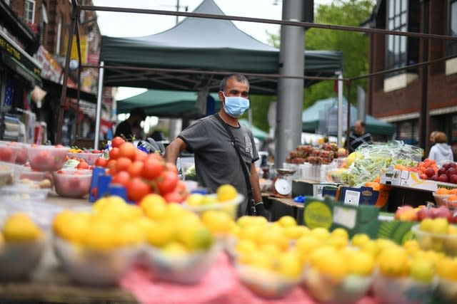 Stalls at Walthamstow Market in east London (Victoria Jones/PA)