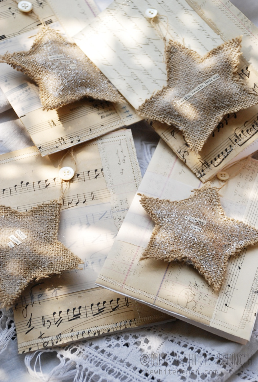 Burlap Star Ornament Cards