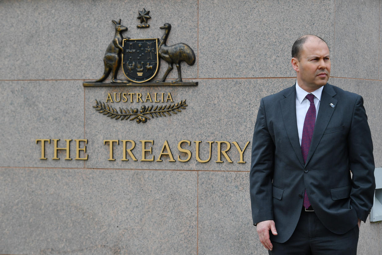 CANBERRA, AUSTRALIA - OCTOBER 05: Treasurer Josh Frydenberg arrives at the Treasury on October 05, 2020 in Canberra, Australia. Treasurer Frydenberg will deliver the Morrison government's second budget on Tuesday, as Budget 2020 was delayed from May due to the COVID-19 pandemic. (Photo by Sam Mooy/Getty Images)