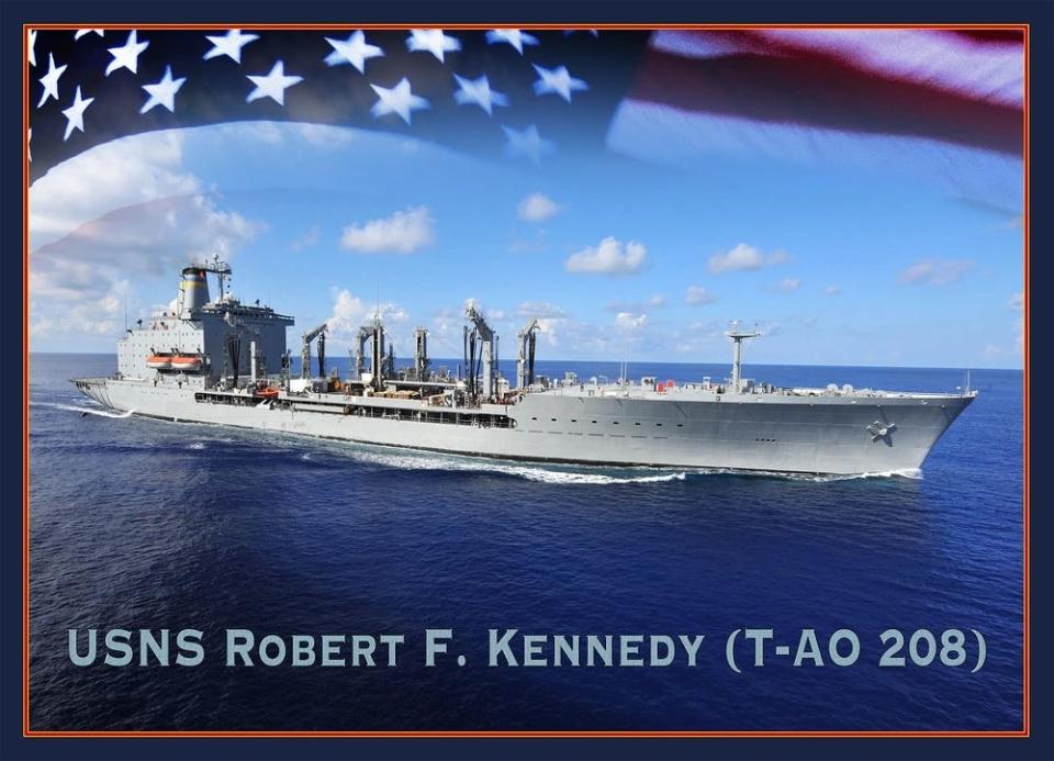 A graphic representation of the future USNS Robert F. Kennedy (T-AO 208).