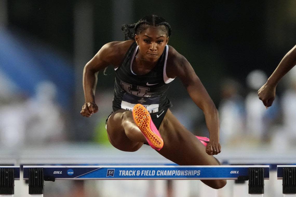 Kentucky Wildcats track star Masai Russell had a hand in 27 of the 28 points UK scored in finishing sixth as a team in the 2023 NCAA Outdoor Track and Field Championships in Austin, Texas. Kirby Lee/USA TODAY NETWORK