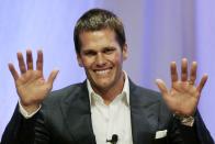 New England Patriots quarterback Tom Brady speaks at Salem State University in Salem, Massachusetts, May 7, 2015. REUTERS/Charles Krupa/Pool TPX IMAGES OF THE DAY