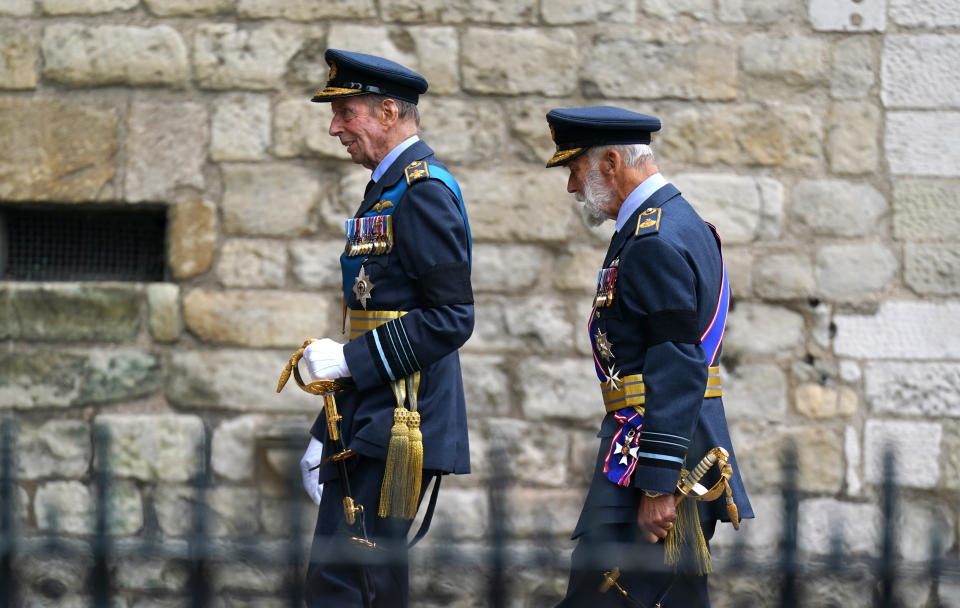 <p>The Duke of Kent and Prince Michael of Kent during the state funeral of their cousin, Queen Elizabeth II, held at Westminster Abbey. (PA)</p> 