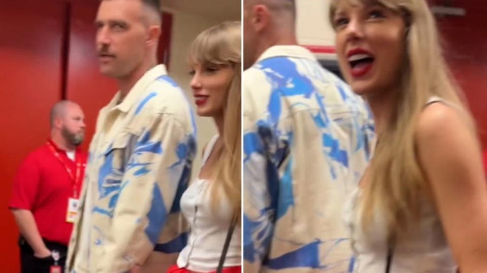 Taylor Swift and Travis Kelce seen for first time together leaving the NFL game arm-in-arm (Jarrett Payton)