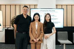 Kenneth Chong, CEO of Ohmyhome Property Management (Left) with Race Wong and Rhonda Wong, Co-founders of Ohmyhome (Right)