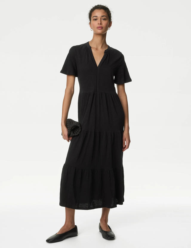 Pure Cotton Half Sleeve Midi Dress, M&S Collection