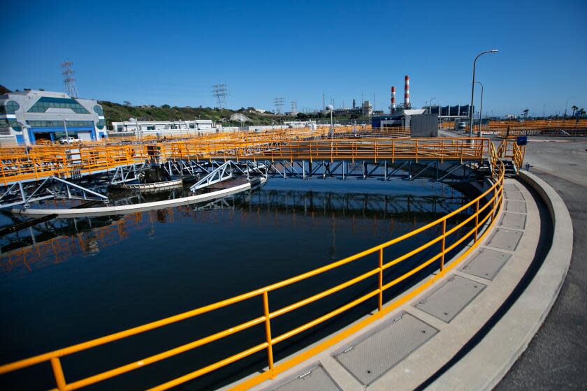 PLAYA DEL REY, CA - AUGUST 04: One of the Final Clarifier tanks at the Hyperion Water Reclamation Plant on Wednesday, Aug. 4, 2021 in Playa Del Rey, CA. (Jason Armond / Los Angeles Times)