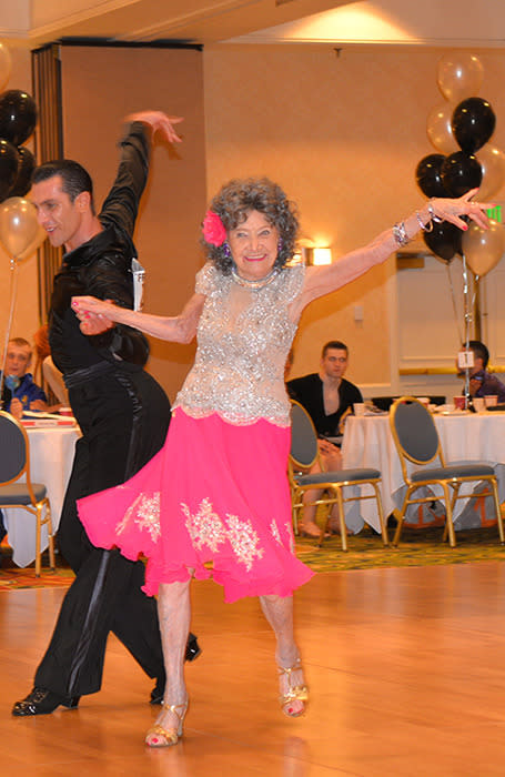 The yoga teacher impresses on the ballroom dance floor. (Photo: Teresa Kay-Aba Kennedy)