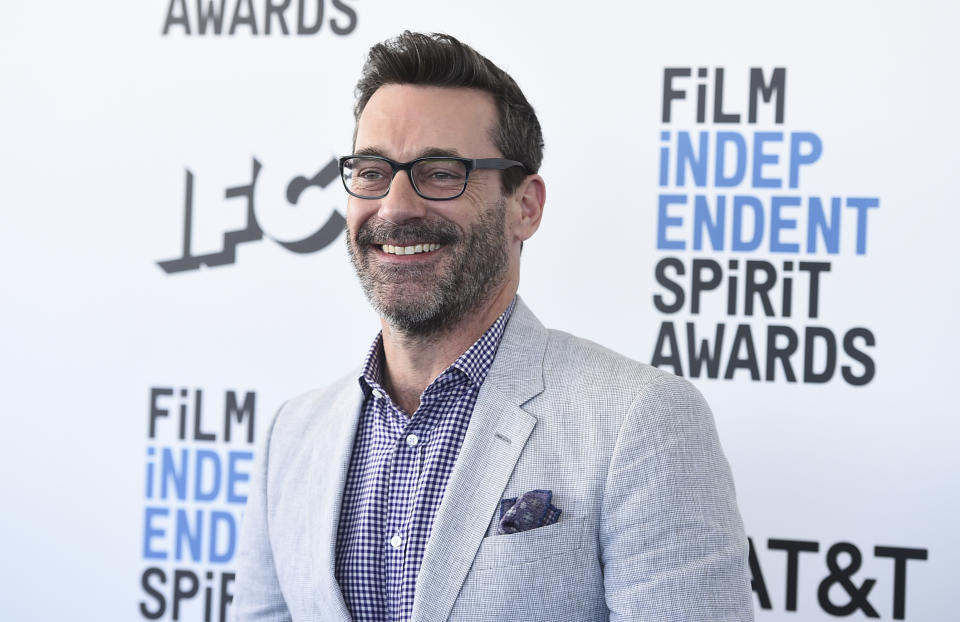 Jon Hamm arrives at the 34th Film Independent Spirit Awards on Saturday, Feb. 23, 2019, in Santa Monica, Calif. (Photo by Jordan Strauss/Invision/AP)