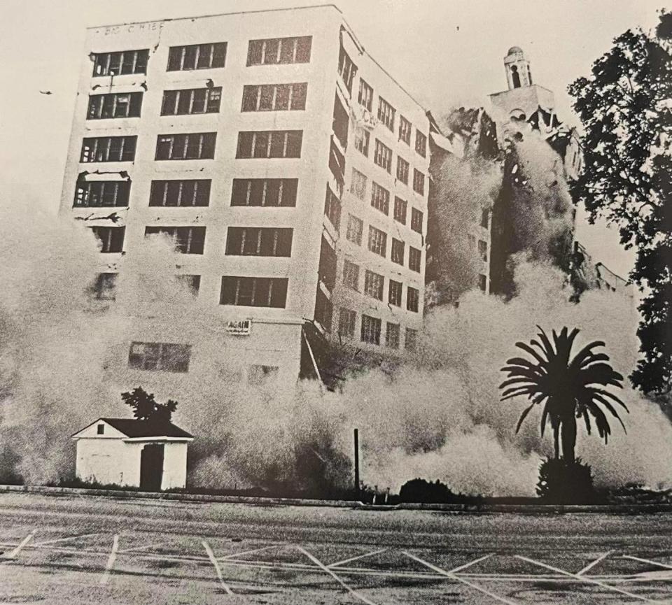 The demolition of Edgewater Gulf Coast Hotel in 1971.