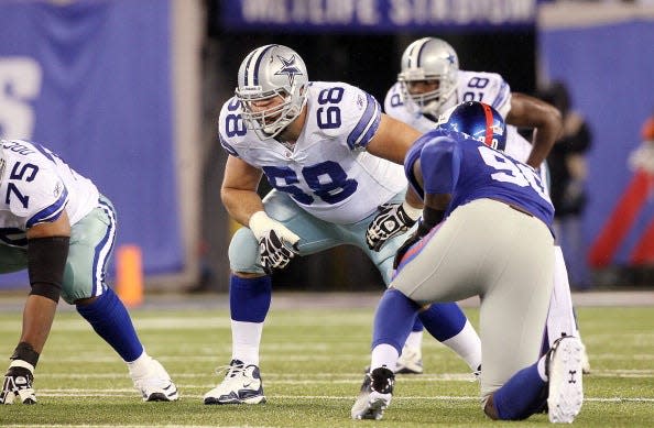 FILE - File photo of Manitowoc native Doug Free, an offensive tackle who started 114 games for the Dallas Cowboys between 2007 and 2016.