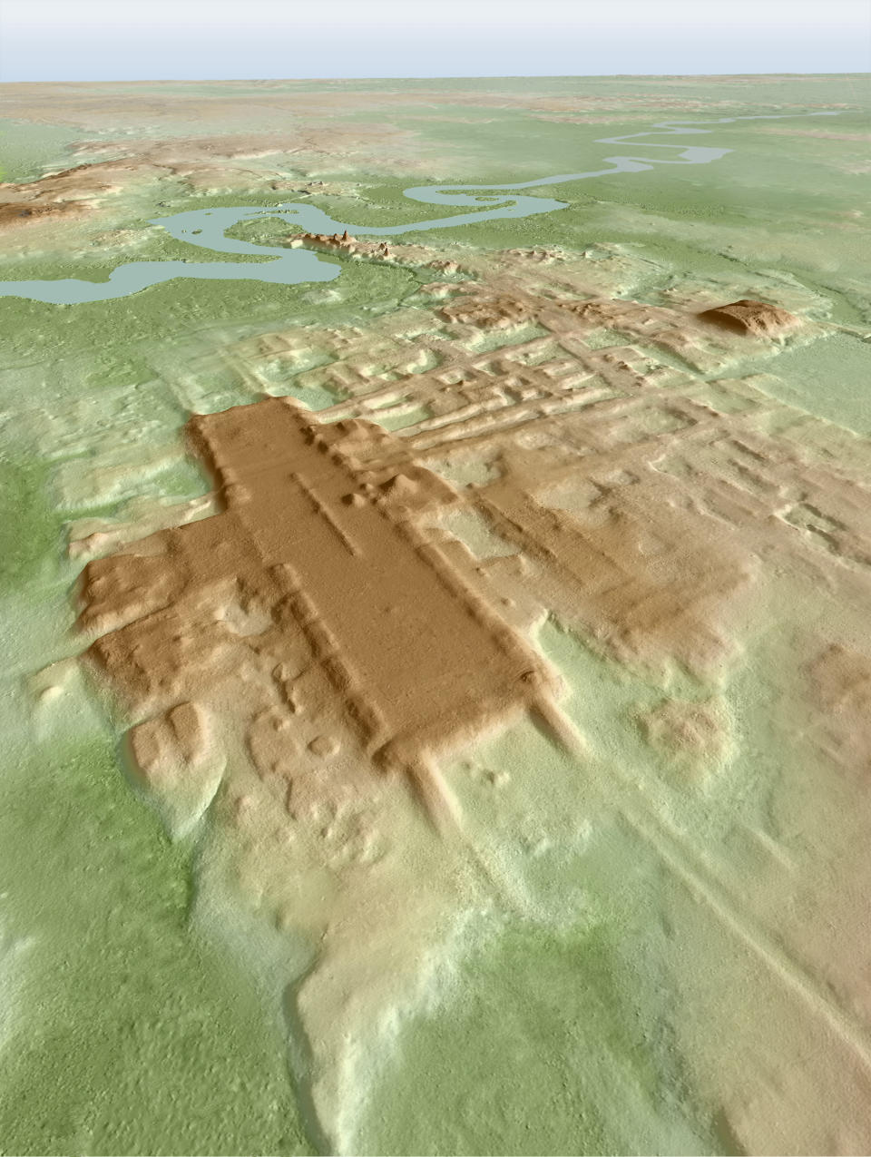 A 3D image of the site of Aguada Fenix based on lidar. (Takeshi Inomata)