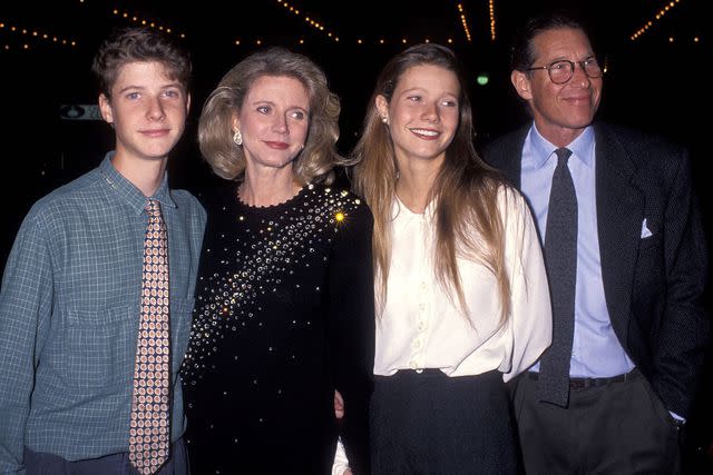 <p>Ron Gallela, Ltd./Getty</p> Jake Paltrow, Blythe Danner, Gwyneth Paltrow, and Bruce Paltrow attend "The Prince of Tides" Century City Premiere on December 11, 1991.