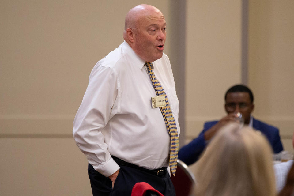 Judge J. Layne Smith speaks during a meeting of the Capital Tiger Bay Club at Donald L. Tucker Civic Center Monday, Nov. 1, 2021.