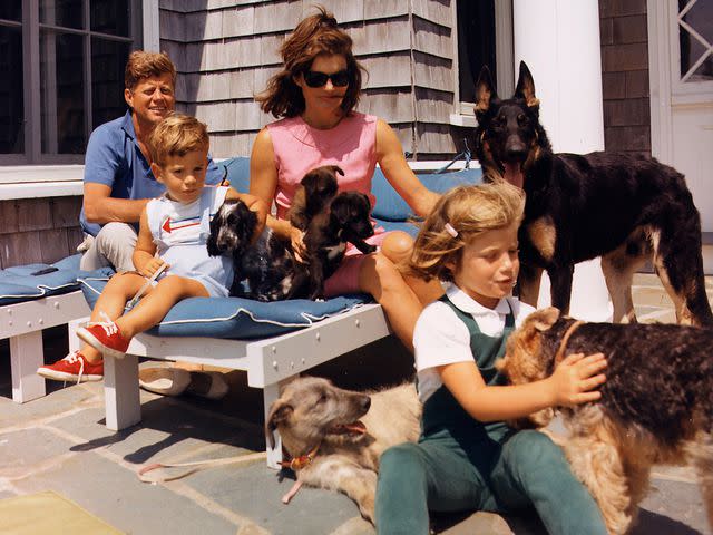 <p>Niday Picture Library / Alamy </p> President John F. Kennedy and his wife Jackie Kennedy with their children John F. Kennedy Jr. and Caroline Kennedy in August 1963