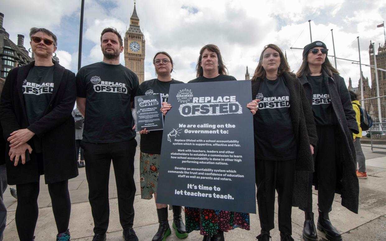 Protest by members of the National Education Union in the wake of Ofsted inspections