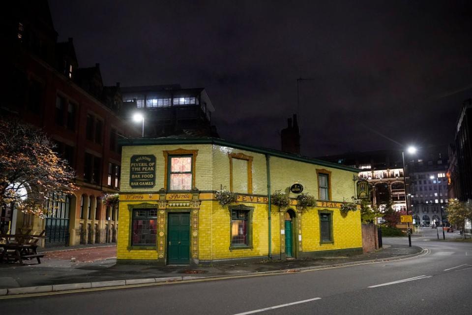 Manchester’s Peveril of the Peak pub, closed in October as Tier-3 Covid-19 restrictions hit Manchester, now faces more uncertainty (Getty Images)