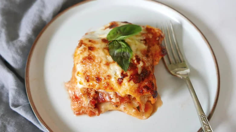 Slice of lasagna bolognese