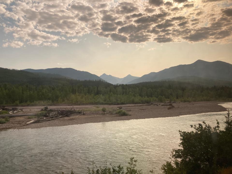 The Rocky Mountains seen from Amtrak's Empire Builder as it travels west to east from Spokane, Washington, to Chicago, Illinois.