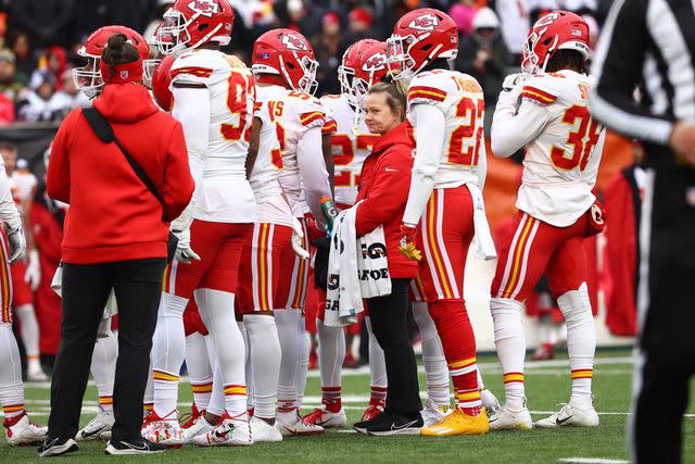 <p>Courtesy of Chiefs.com</p> Kansas City Chiefs Assistant Athletic Trainer Julie Frymyer during an Chiefs football game