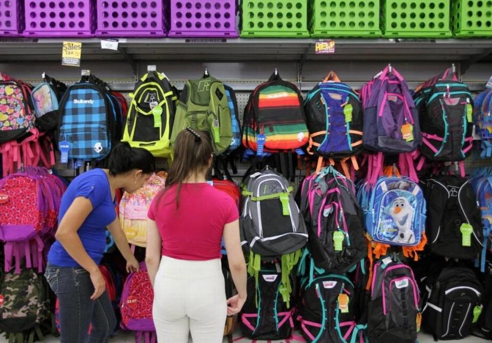 Backpacks, clothes and personal computers are among the many items that can be purchased tax-free during the 2021 Florida tax holiday July 31-Aug. 9, 2021. This is a 2017 file photo.