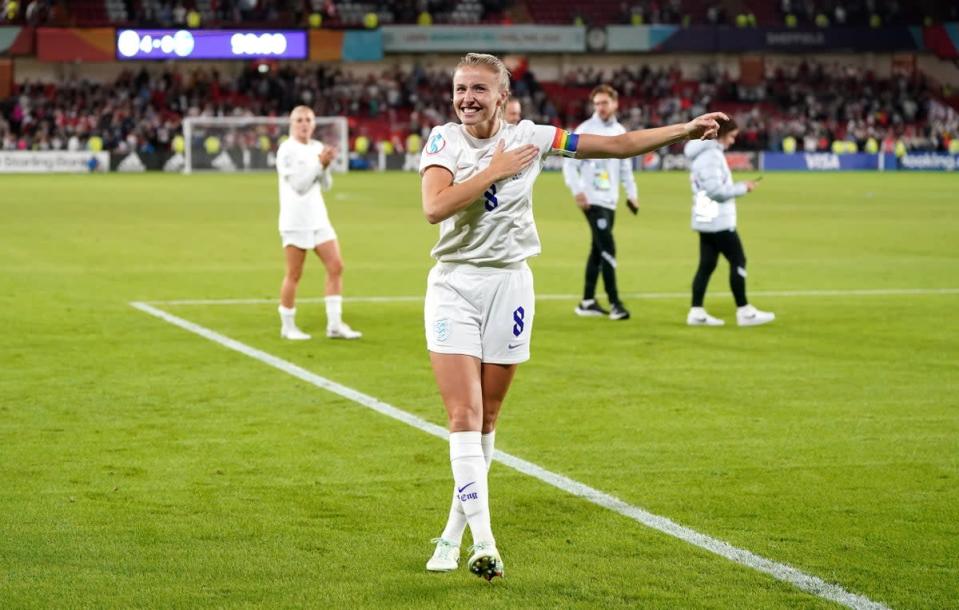 England’s Leah Williamson celebrates (Danny LAwson/PA) (PA Wire)