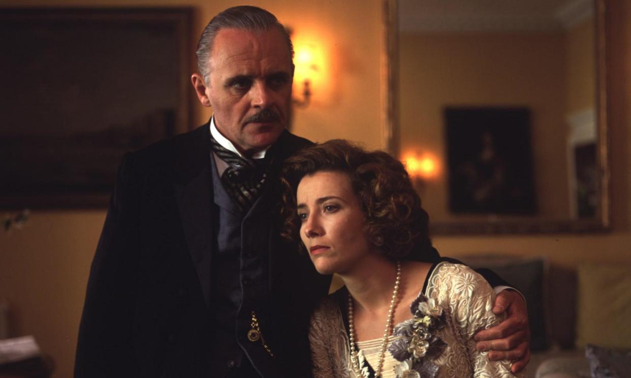 <span>Method acting? Emma Thompson with Anthony Hopkins – presumably in character – looking sombre on the set of Merchant Ivory’s 1992 film Howards End.</span><span>Photograph: Photo 12/Alamy</span>