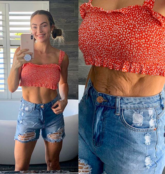 The fitness star revealed her “wrinkly tummy” to her 2.5m Instagram followers [Image: Instagram]