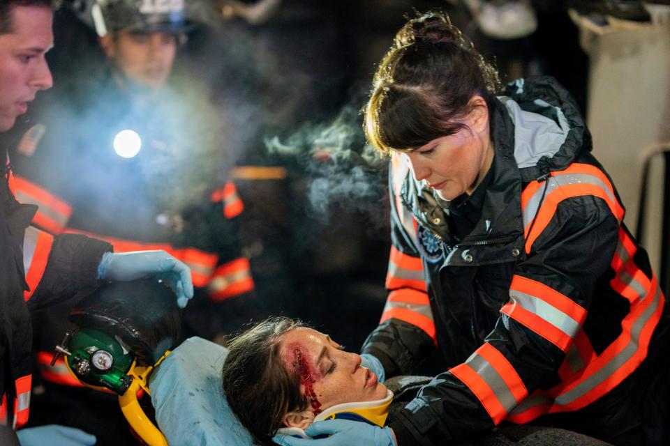 Liv Tyler, right, plays chief paramedic Michelle Blake in Fox's '9-1-1: Lone Star,' a first-responder drama set in Austin, Texas.