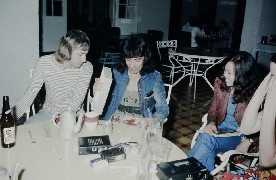 <p>The Rolling Stones, Charlie Watts and Bill Wyman being interviewed while recording 'Goats Head Soup' album in Kingston, Jamaica, 9th December 1973.</p>