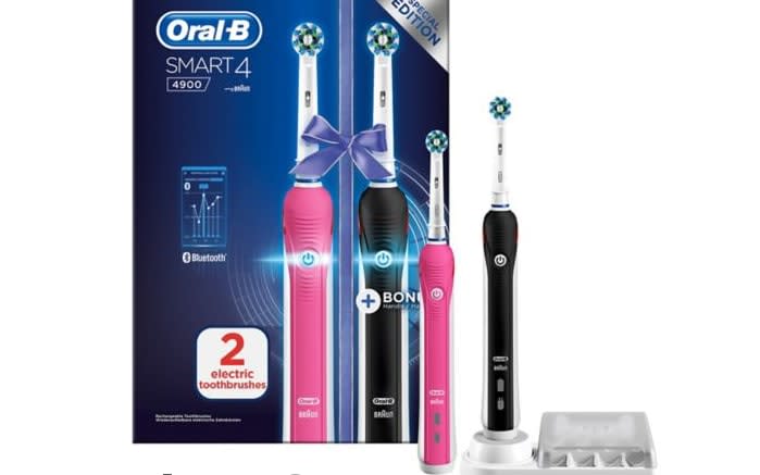 Oral-B Smart 4 4900 Electric Toothbrush Duo Pack Powered By Braun, 2 Handle black friday sales